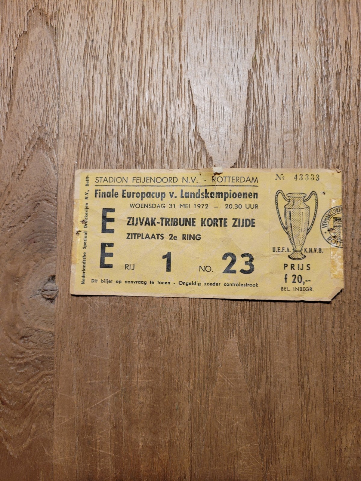 kaartje finale Europacup 1972, Verzamelen, Sportartikelen en Voetbal, Ophalen of Verzenden, Gebruikt, Ajax, Overige typen