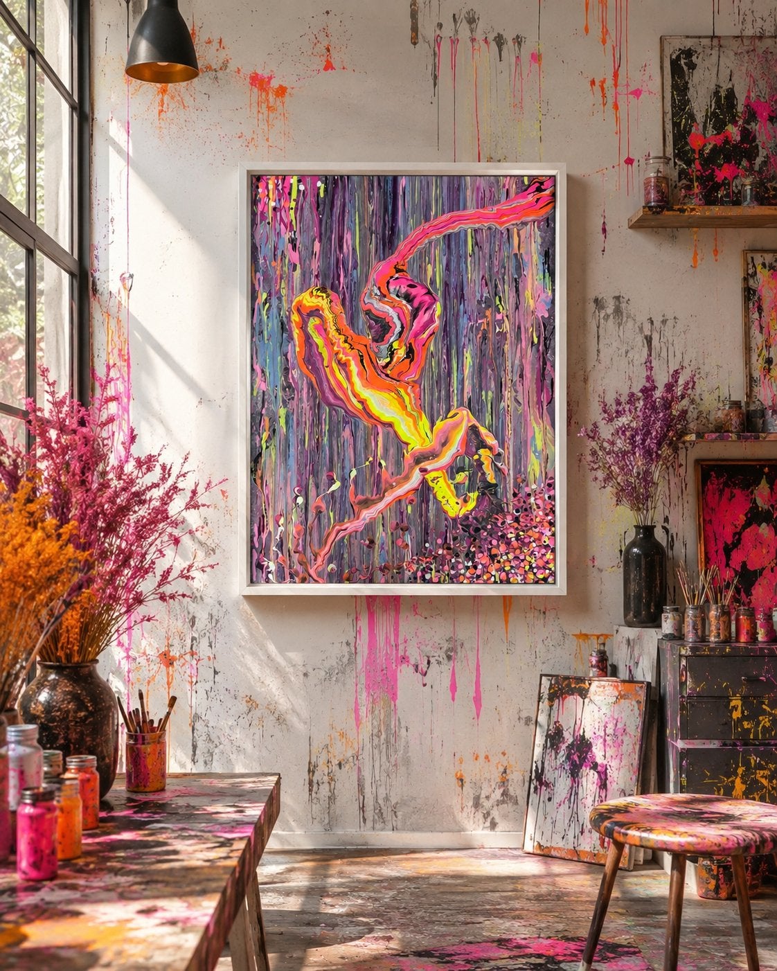 Abstract schilderij origineel, geen afdruk. 50x70cm, Ophalen
