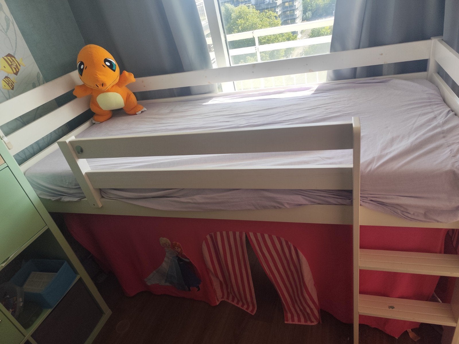 Halfhoogslaper met glijbaan - Gebruikt, goede staat, Gebruikt, 90 cm, Eenpersoons, Minder dan 160 cm