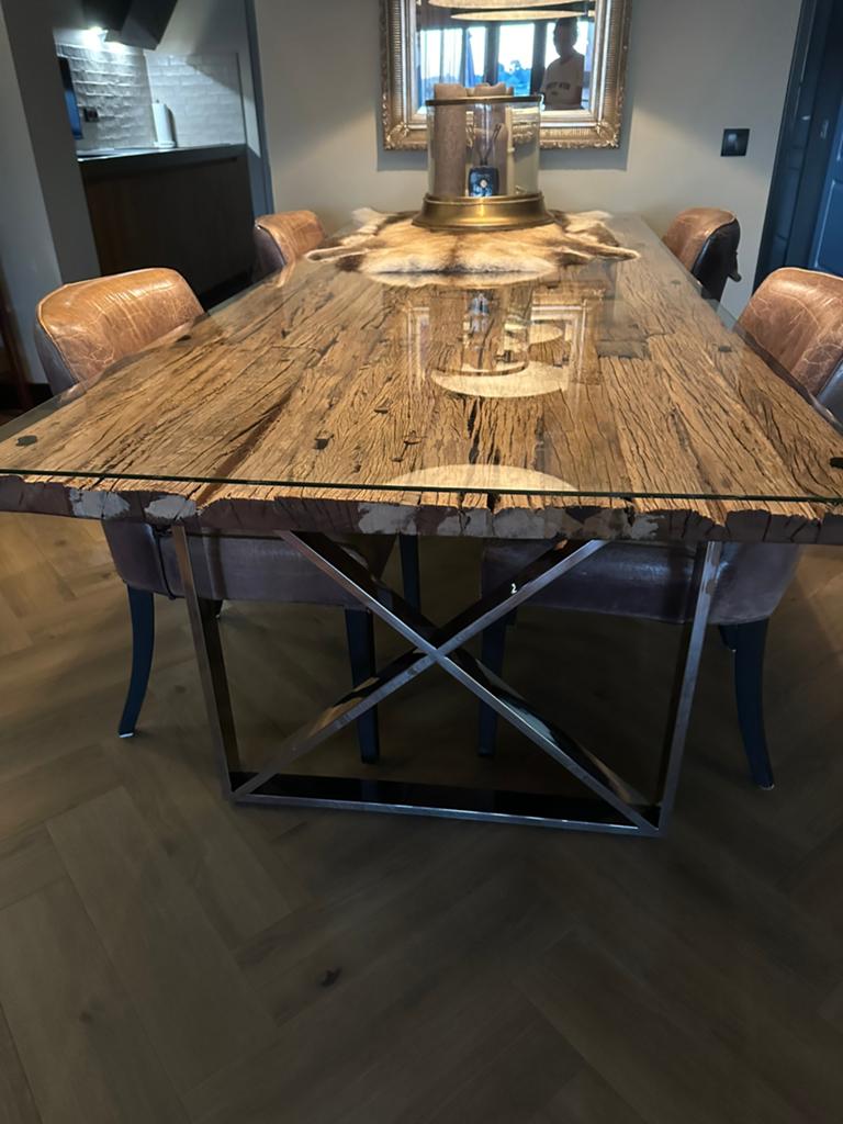 Rofra Home railway houten eettafel., 200 cm of meer, 50 tot 100 cm, Zo goed als nieuw, Rechthoekig