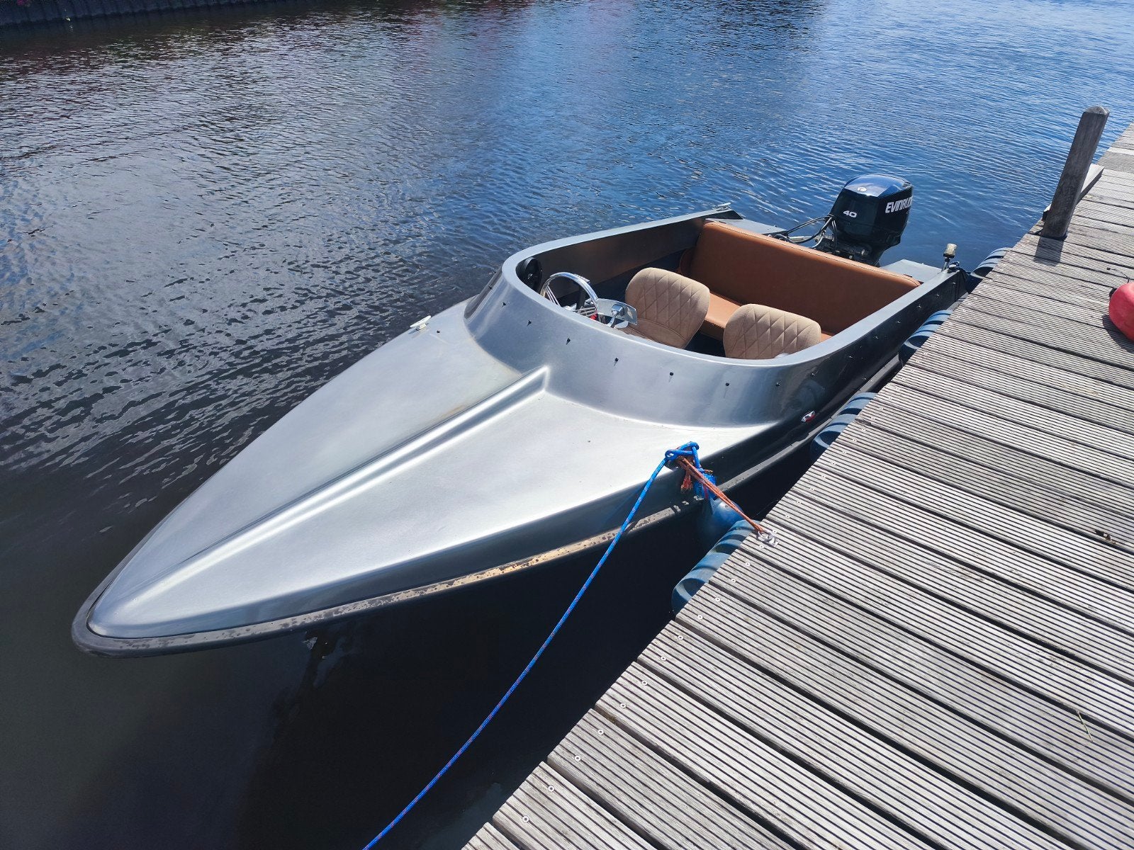 Mooie metallic antraciete speedboot met 40pk etec., Ophalen, Elektrische start, 40 pk, Minder dan 70 pk