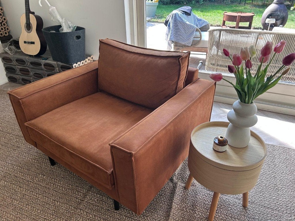 Twee stuks Eco - leren loveseat Lexington – cognac, Ophalen, Overige maten, 75 tot 100 cm, Zo goed als nieuw