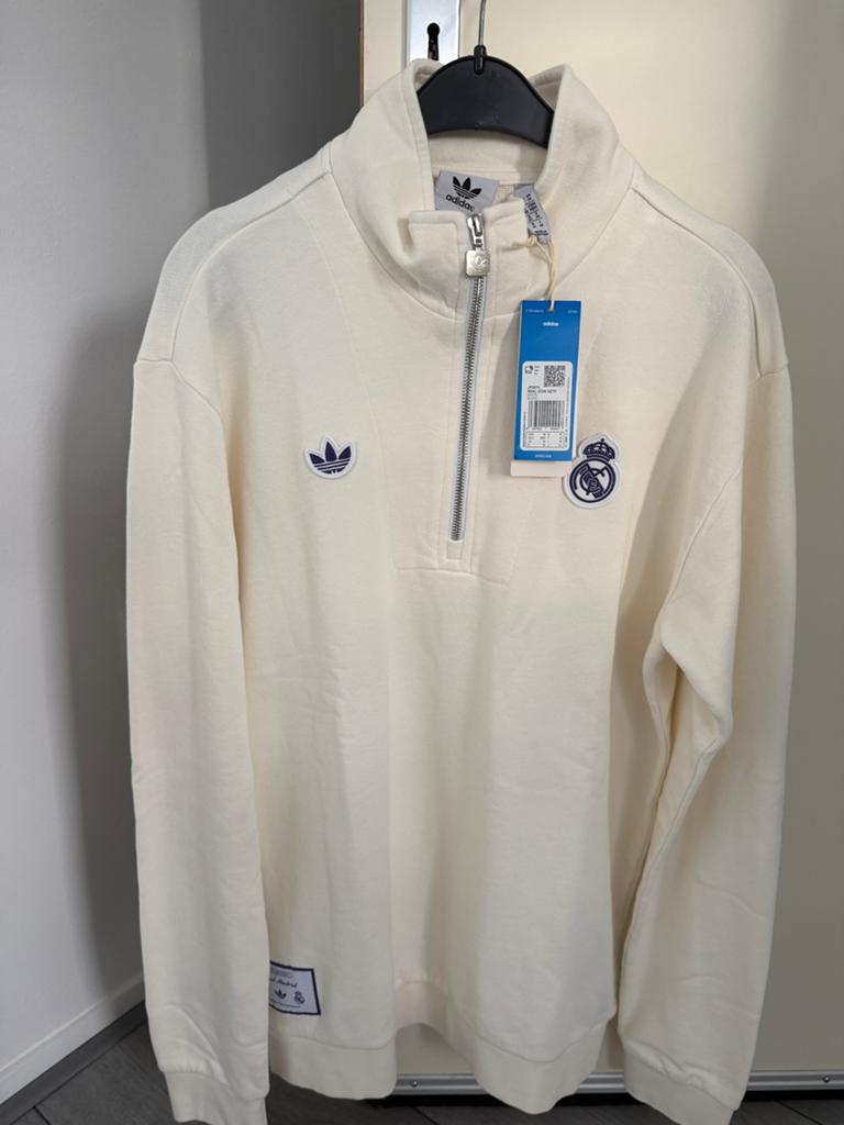 Adidas Originals x Real Madrid Half Zip Sweater Crème Nieuw, Ophalen, Nieuw, Maat 48/50 (M), Wit