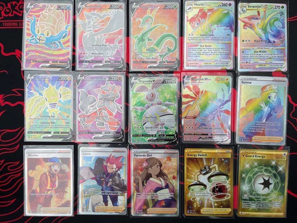 Pokémon Silver Tempest Full Art, Rainbow, Gold & Trainer, Ophalen of Verzenden, Zo goed als nieuw, Meerdere kaarten, Foil