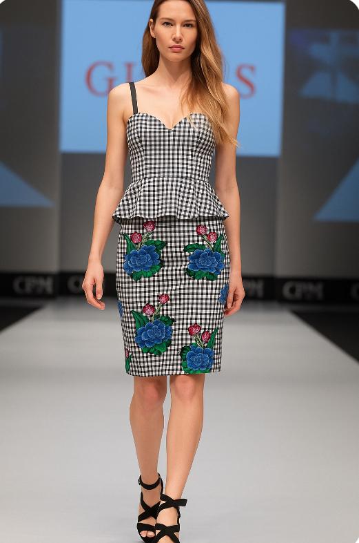 GUESS 50s koker rok BB ruitje bloemmotief-XS, Blauw, Nieuw, Ophalen of Verzenden, Maat 34 (XS) of kleiner