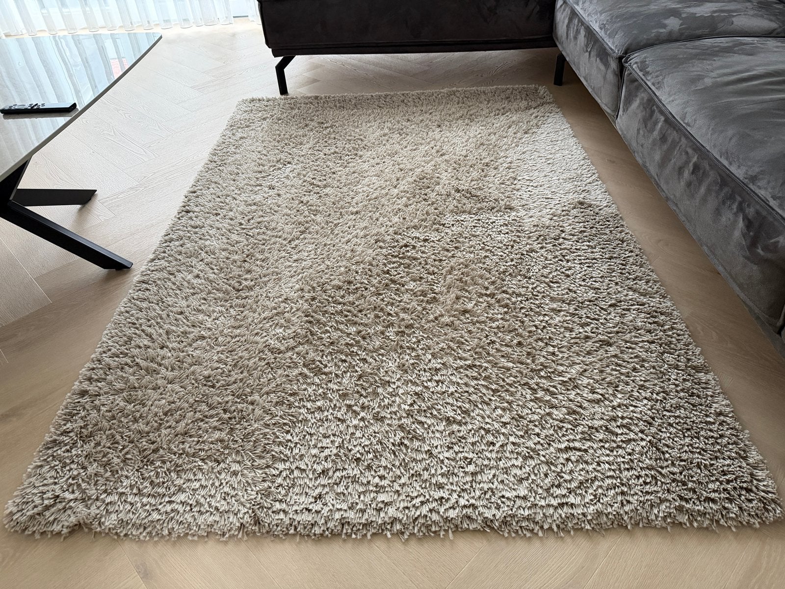 Nieuwstaat Vloerkleed Beige 133cm  x 195cm Hoogpolig, 100 tot 150 cm, Vloerkleed, Beige, Ophalen of Verzenden