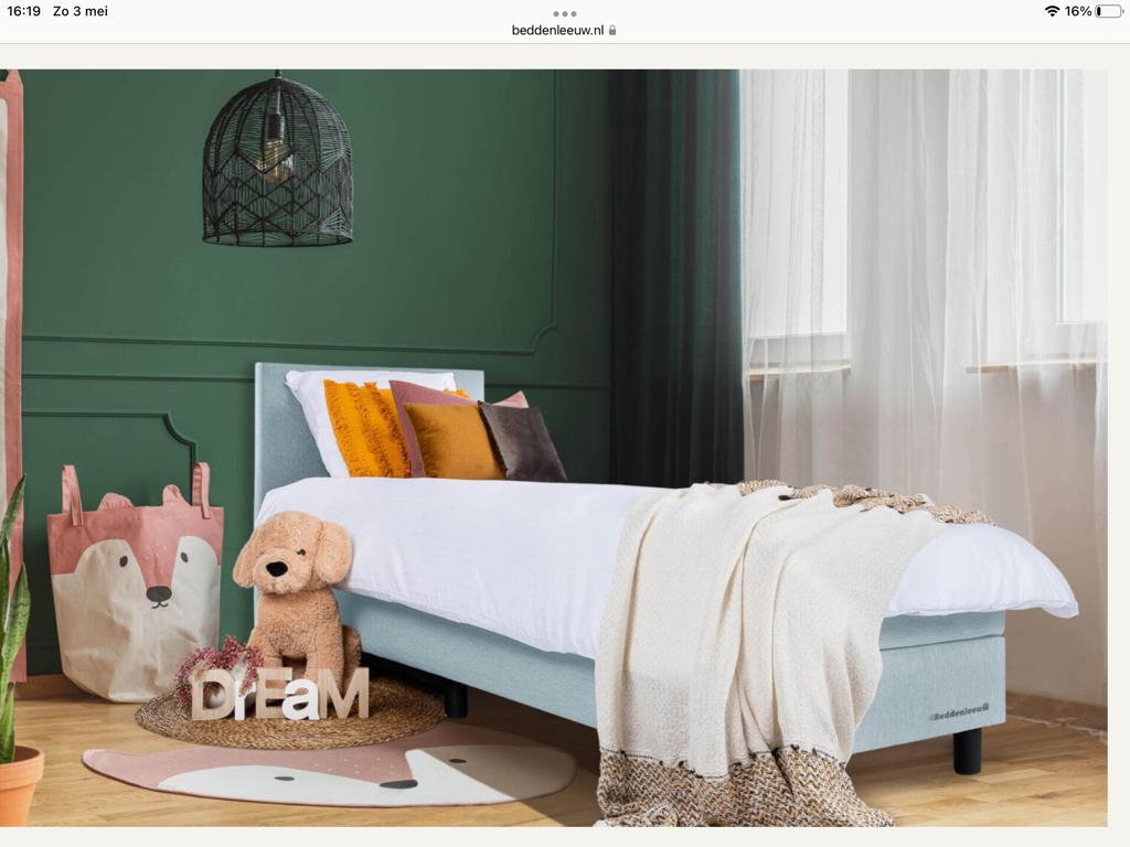 Kinder bed boxspring, Ophalen, 85 tot 100 cm, Zo goed als nieuw, Matras