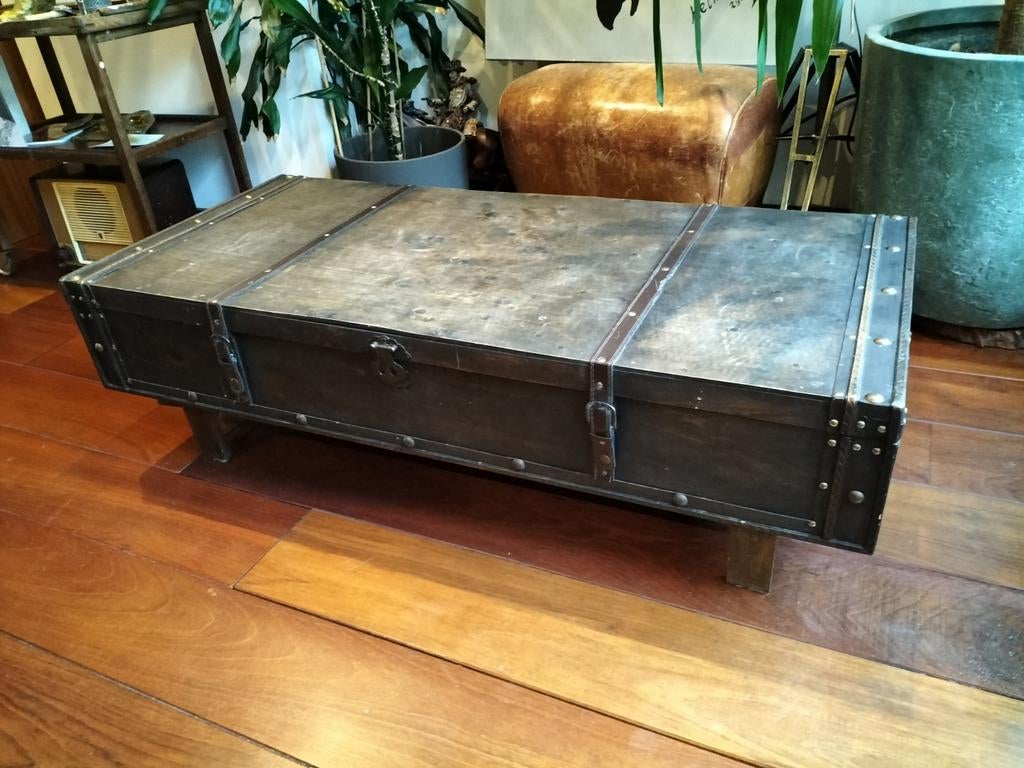 Salontafel vintage stijl 120x55x35 cm multiplex, Overige houtsoorten, Gebruikt, 100 tot 150 cm, Verzenden