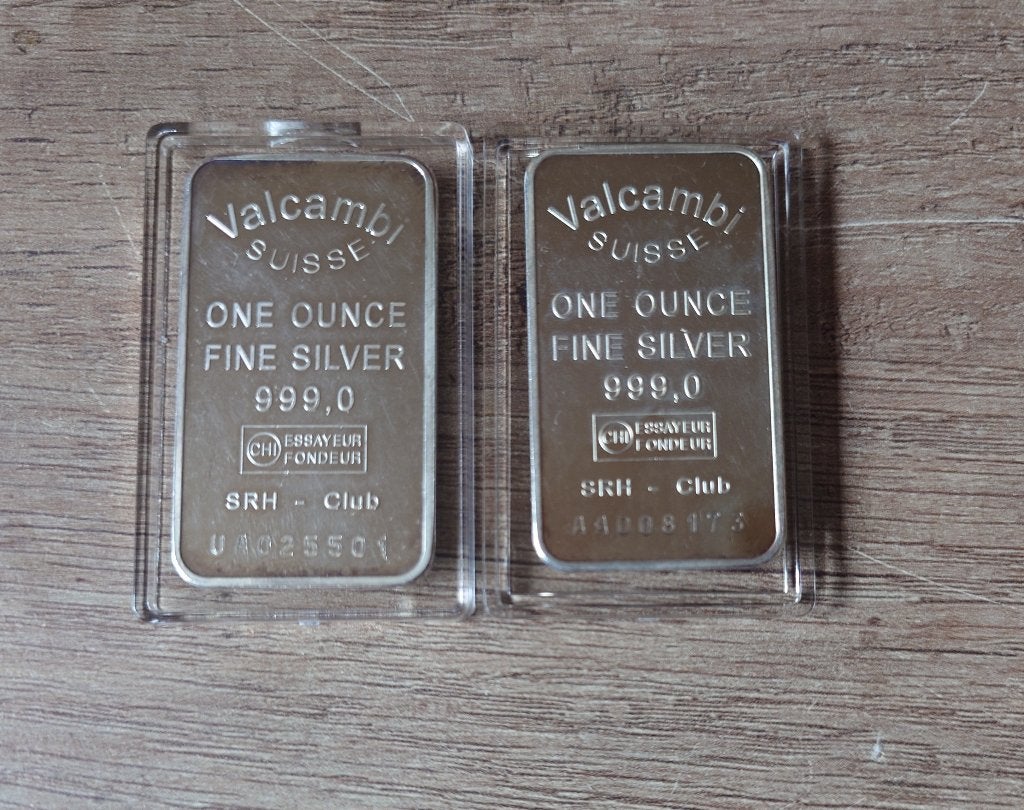2x 1 oz Valcambi Suisse Baren, Verzenden, Zilver