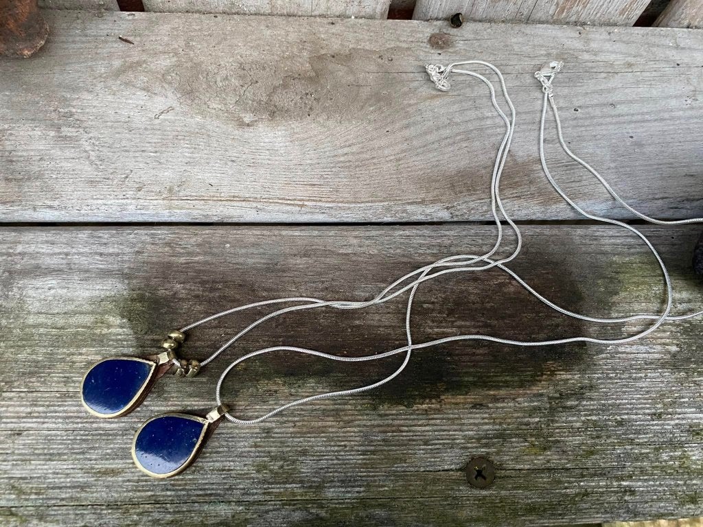 Prachtige Afghaanse Lapis Lazulli hanger aan zilveren kettin, Sieraden, Tassen en Uiterlijk, Nieuw, Ophalen of Verzenden, Met edelsteen