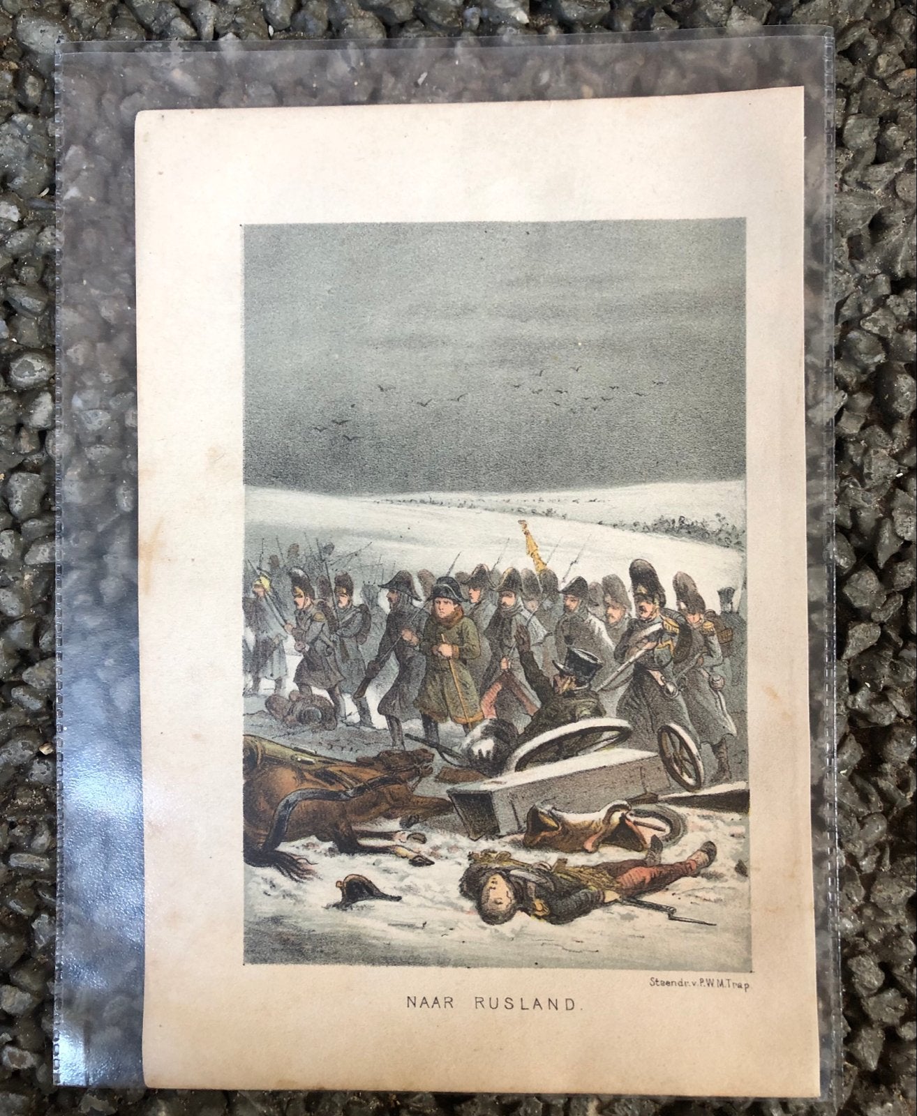 Historische Prent "Naar Rusland" - Napoleon 1812, Ophalen of Verzenden, Overige onderwerpen, Lithografie