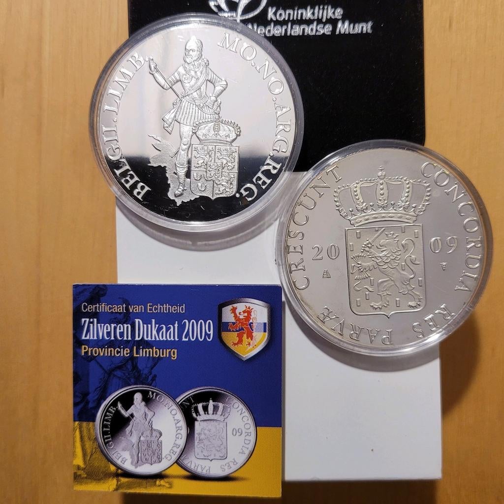 Zilveren dukaat 2009 25 gram netto zilver proof certificaat, Ophalen of Verzenden, Koningin Beatrix, Overige waardes, Zilver