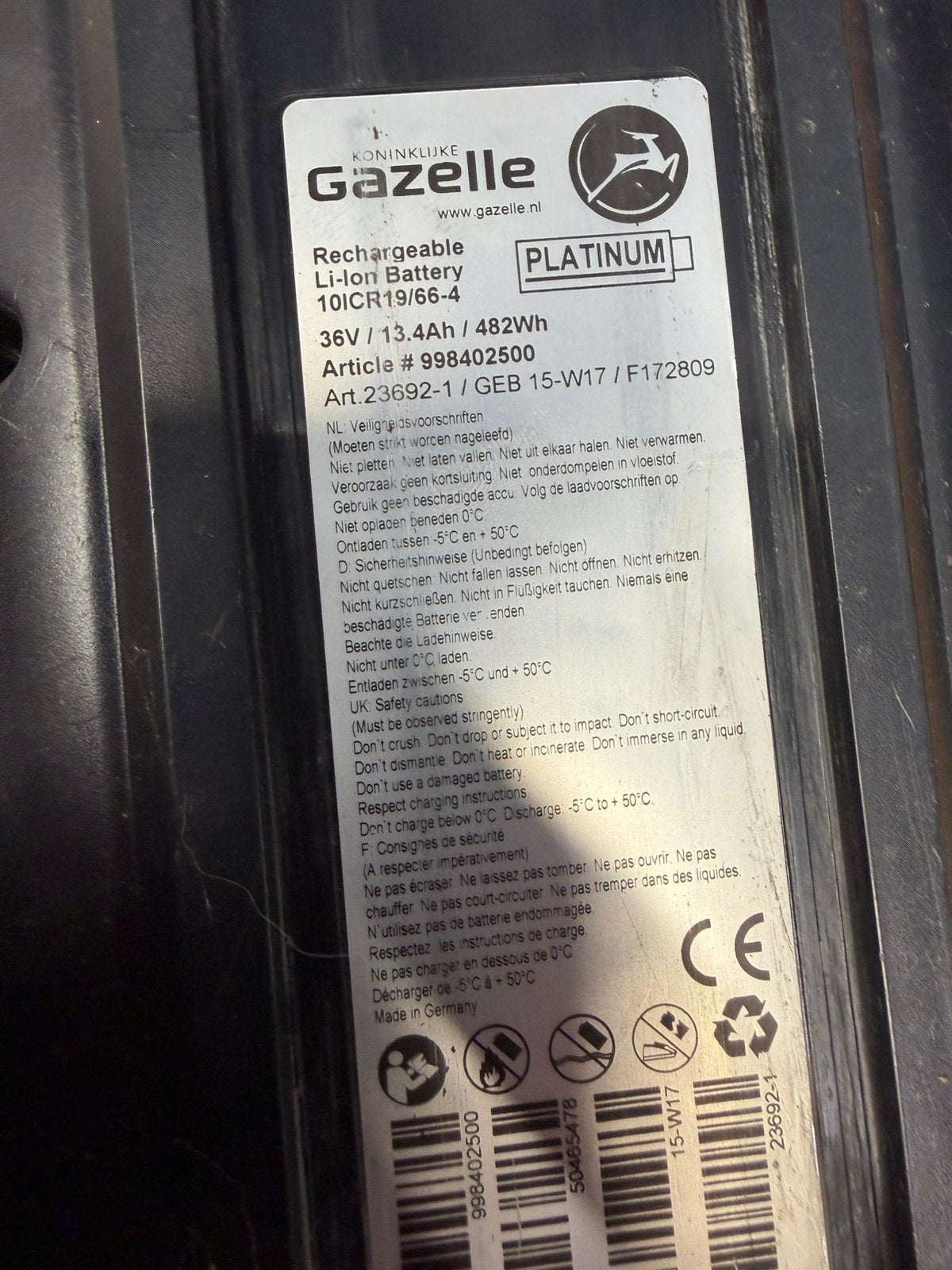 Gazelle impulse drager accu, Zo goed als nieuw