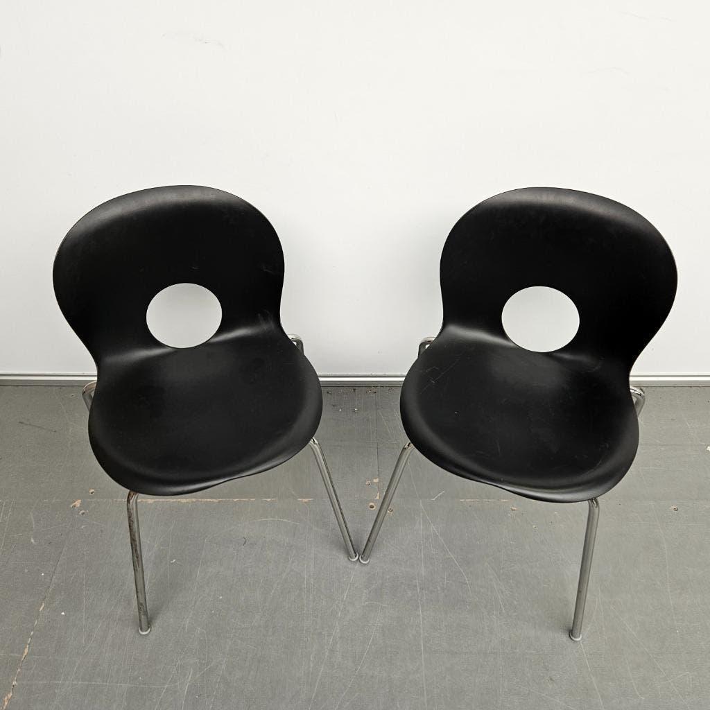 Rexite kunststof design kantinestoel - zwart 2 stuks, Ophalen, Kunststof, Gebruikt, Twee