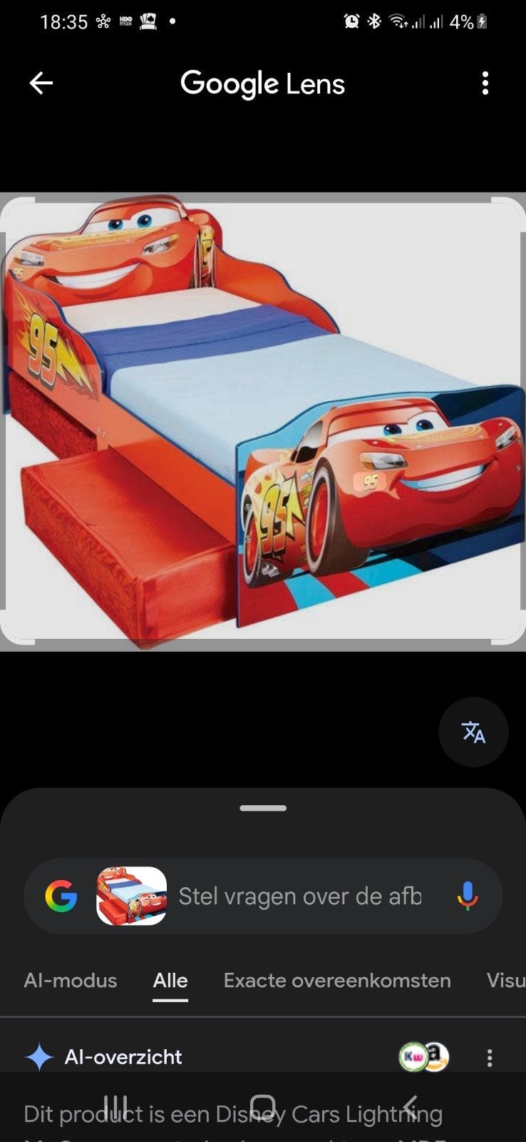 Cars bed met matras en beddengoed, Kinderen en Baby's, Kinderkamer | Bedden, Gebruikt, 70 tot 85 cm, Ophalen of Verzenden, Matras