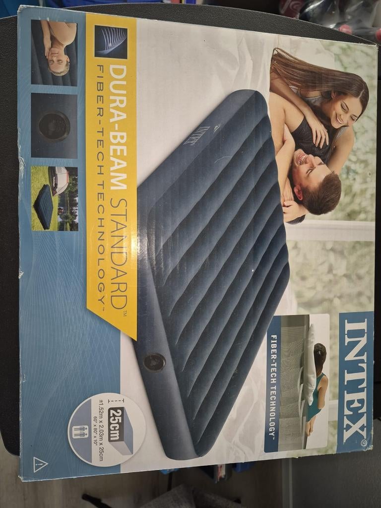 NIEUW IN DOOS: Intex 2-Pers. Luchtbed - Fiber-Tech - 152x203, Ophalen, Nieuw, 2-persoons