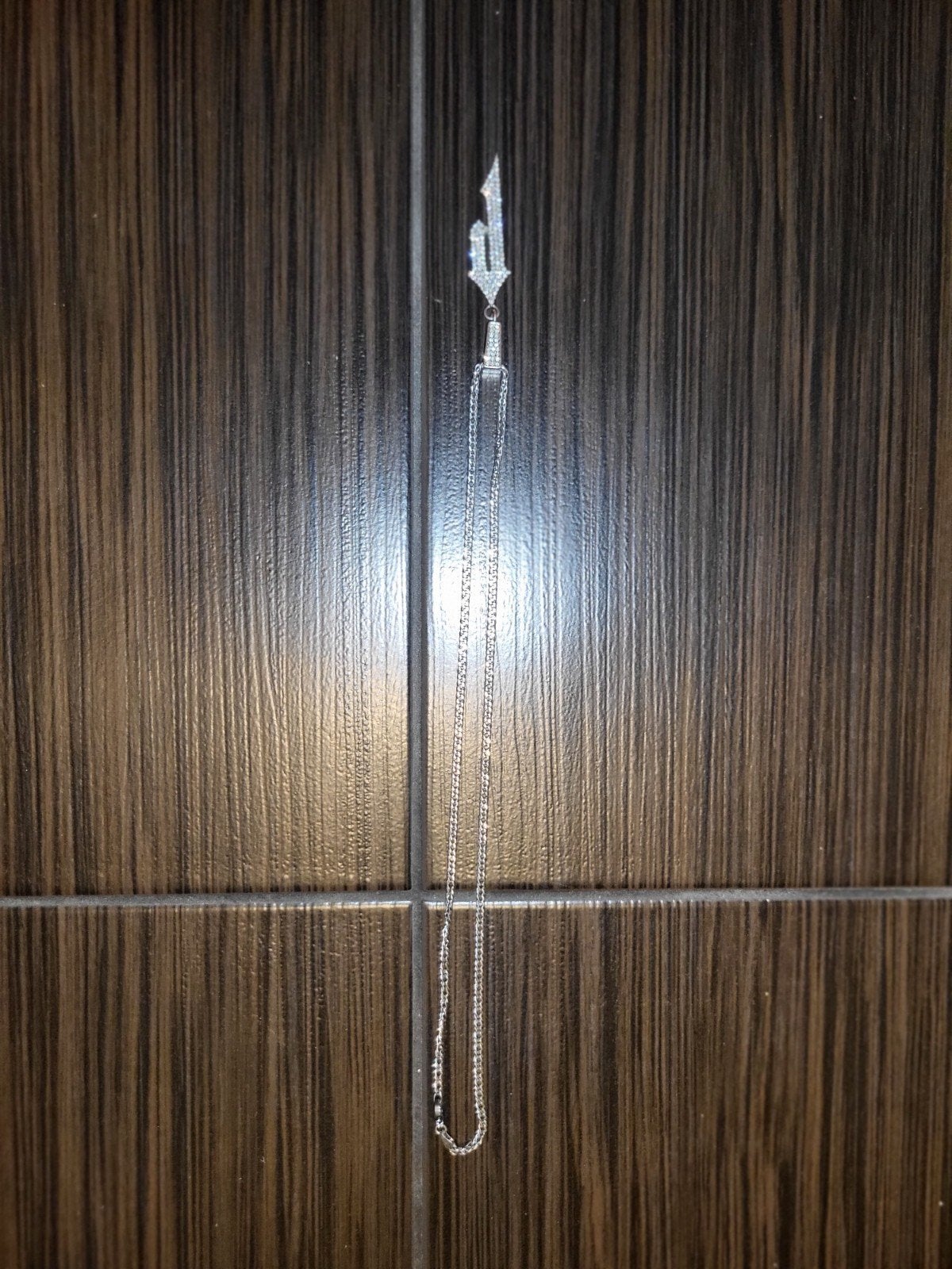 Zilverkleurige ketting met hanger, Gebruikt, Ophalen of Verzenden, Zilver, Overige materialen