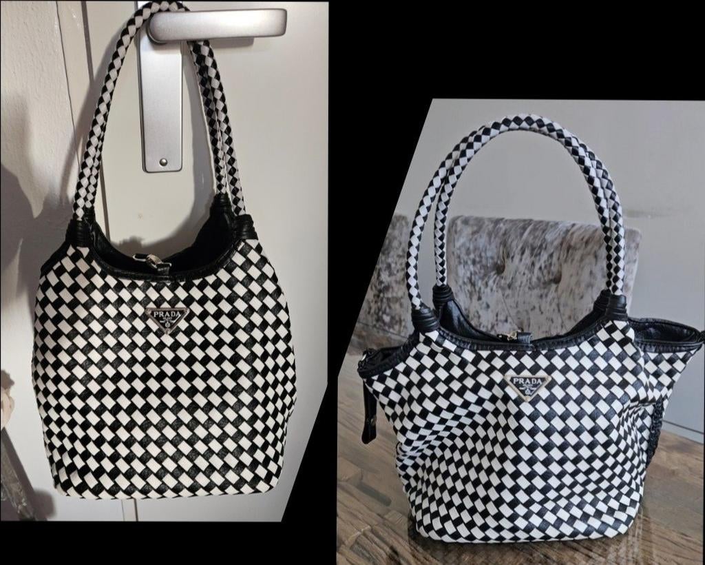 Vintage Prada tas handtas met ingemaakte portemonee, Ophalen, Zwart, Handtas