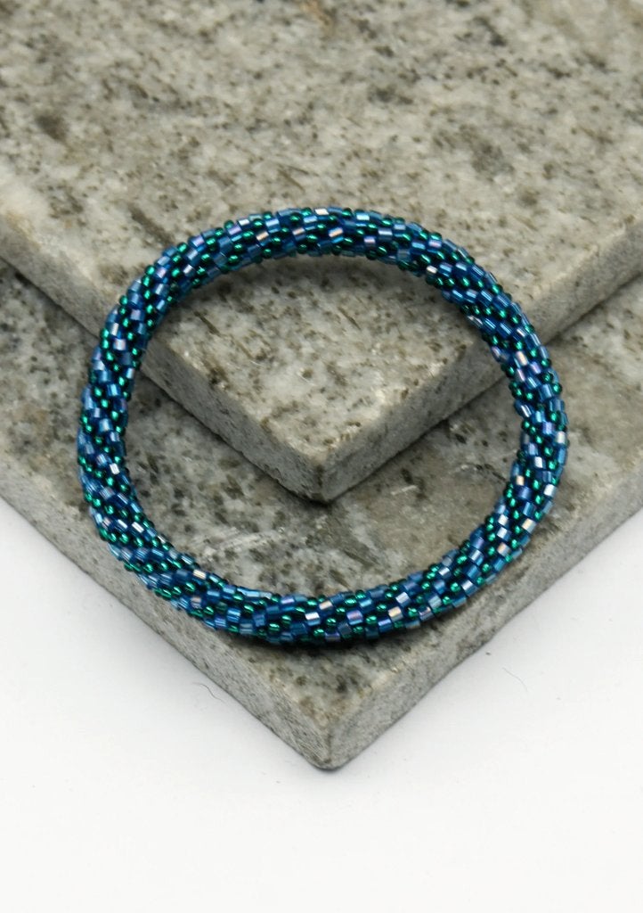 Glaskralen armband - discoblauw - RB143, Overige materialen, Overige kleuren, Verzenden, Nieuw
