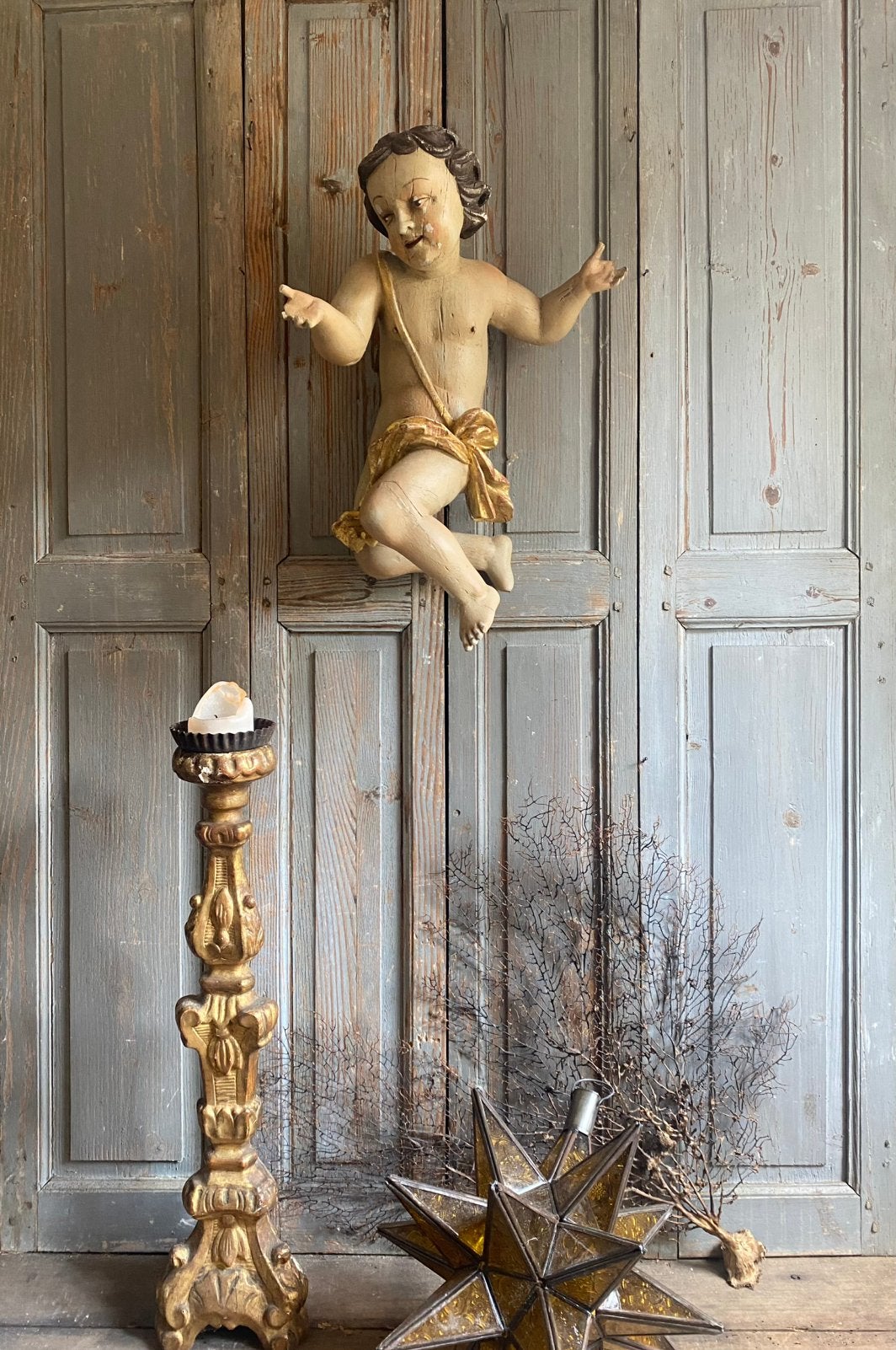 18e eeuws antieke houten engel, Ophalen of Verzenden