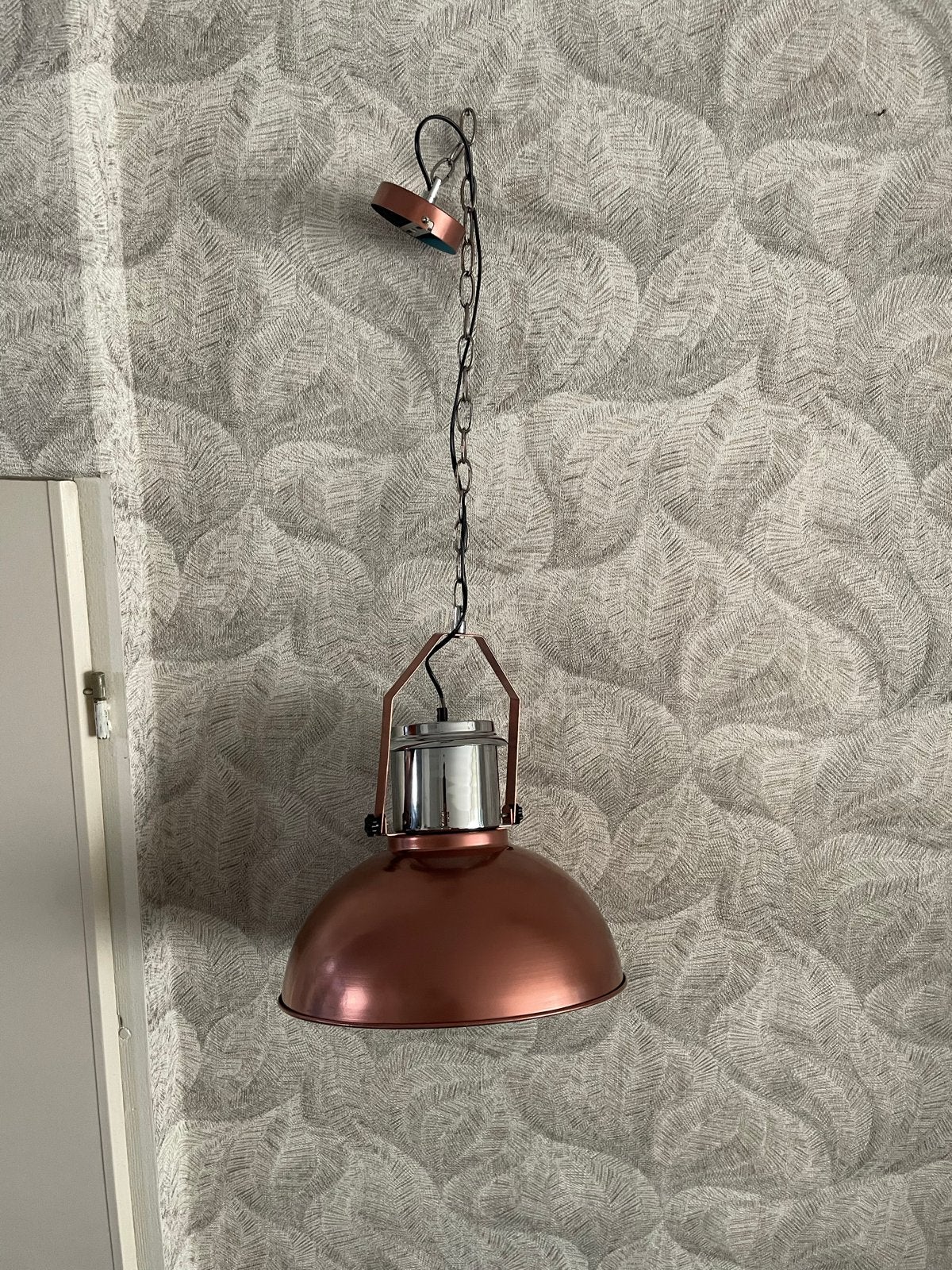Hanglamp met koperen uitstraling, Ophalen, Gebruikt, Metaal, E27 (groot)