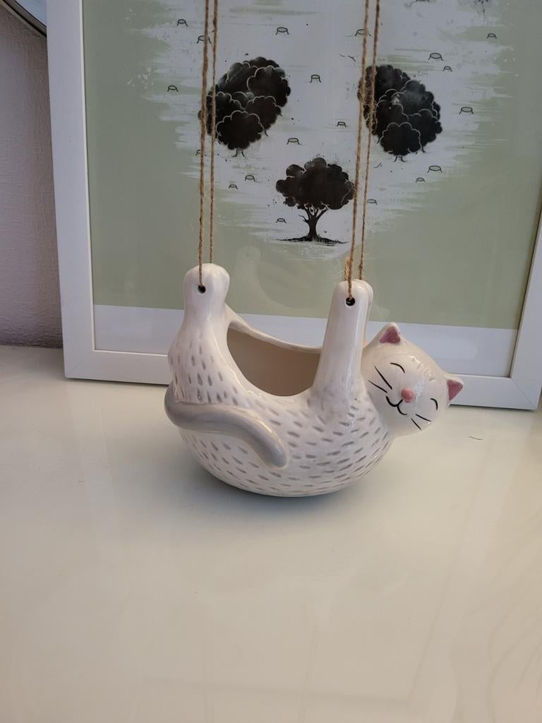 Uniek Decoratief Lachende Kat Hangende Bloempot, Nieuw, Ophalen of Verzenden, Balkon, Overige vormen
