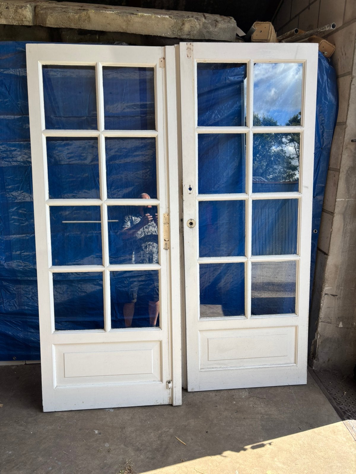 Tuindeuren hardhout enkel glas 76 br 200,5 hoog, Deurkozijn, Zo goed als nieuw, 150 tot 225 cm, Hout