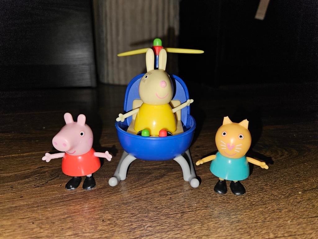 Peppa Pig figuren met helikopter, Ophalen of Verzenden, Gebruikt