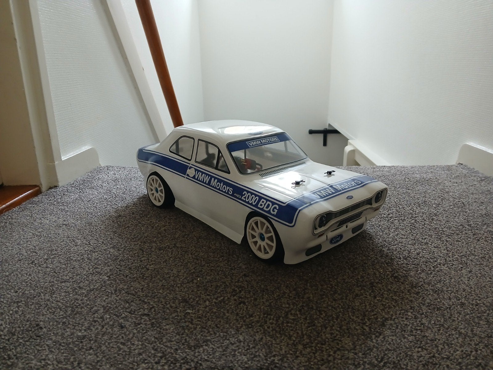 Tamiya TT02 SR met Ford Escort RS1600 MK1 body, Elektro, Gebruikt, Ophalen of Verzenden, Schaal 1:10