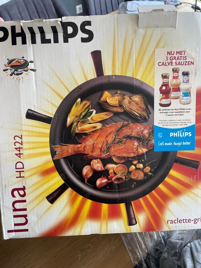 Philips Luna HD 4422 raclette - grill gourmetstel, Witgoed en Apparatuur, Gourmetstellen, Ophalen of Verzenden, Gebruikt, 4 t/m 7 personen