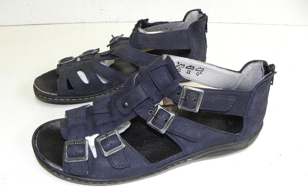 Medicus sandalen met hak(rits) maat 7,5 wijdte H (41/41,5), Medicus, Blauw, Zo goed als nieuw, Sandalen of Muiltjes