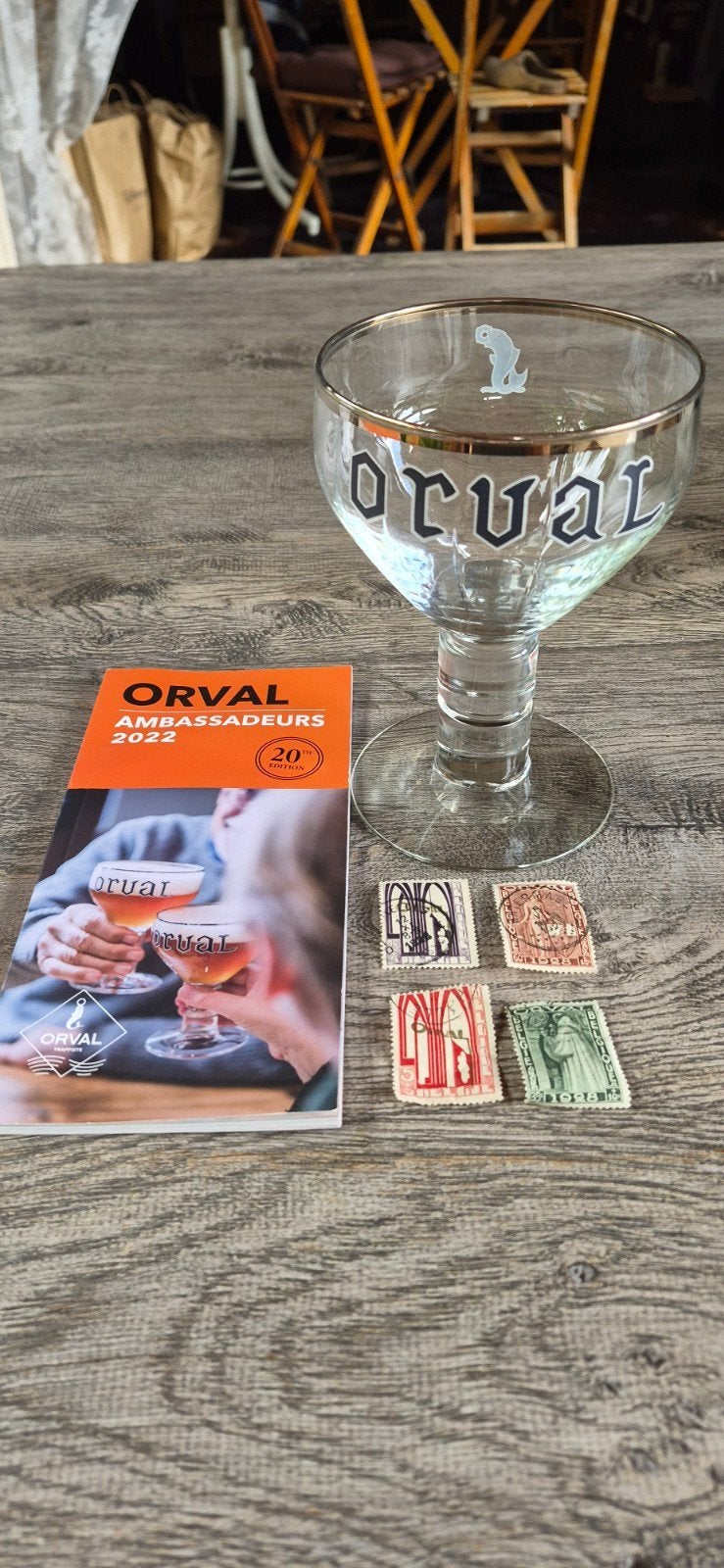 Orval glas, boekje en postzegels, Verzamelen, Biermerken, Ophalen of Verzenden