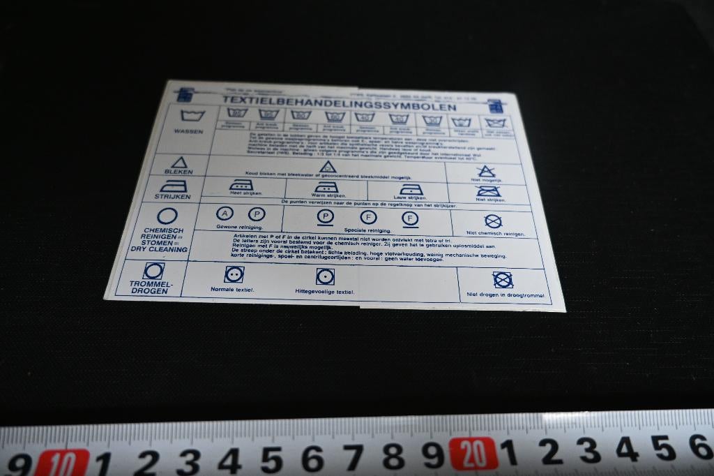 sticker TEXTIELBEHANDELINGSSYMBOLEN, Ophalen, Zo goed als nieuw