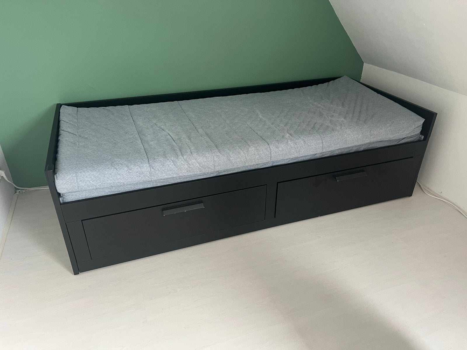 Ikea Brimnes bedbank 80x200 zwart, goede staat, gedemonteerd, Ophalen, Gebruikt, Eenpersoons, Zwart