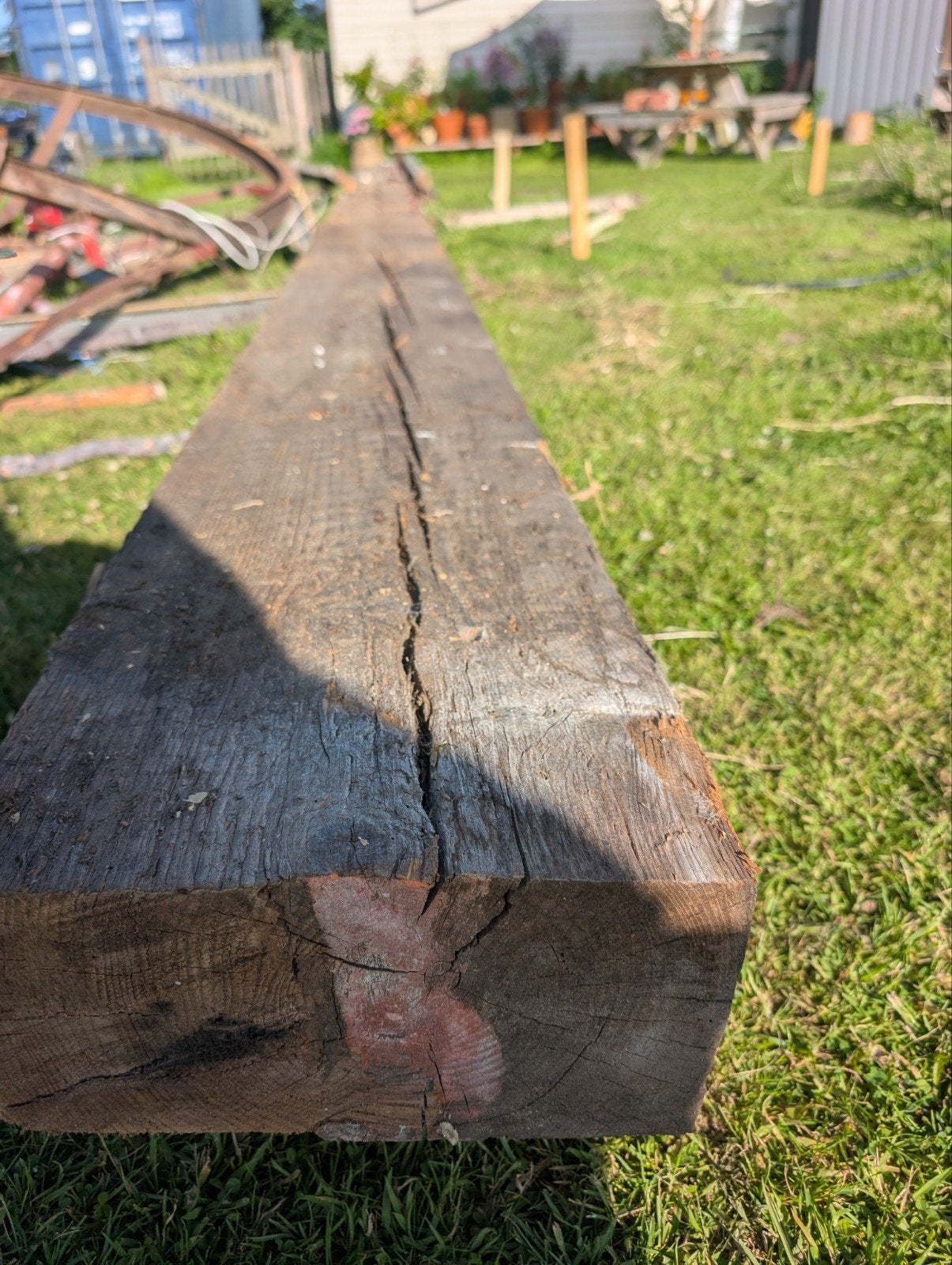 Eiken gebint 8m lang 29 x 15 balk.  Gebruikt, Tuin en Terras, Palen, Balken en Planken, Ophalen, Gebruikt, 250 cm of meer, Balken