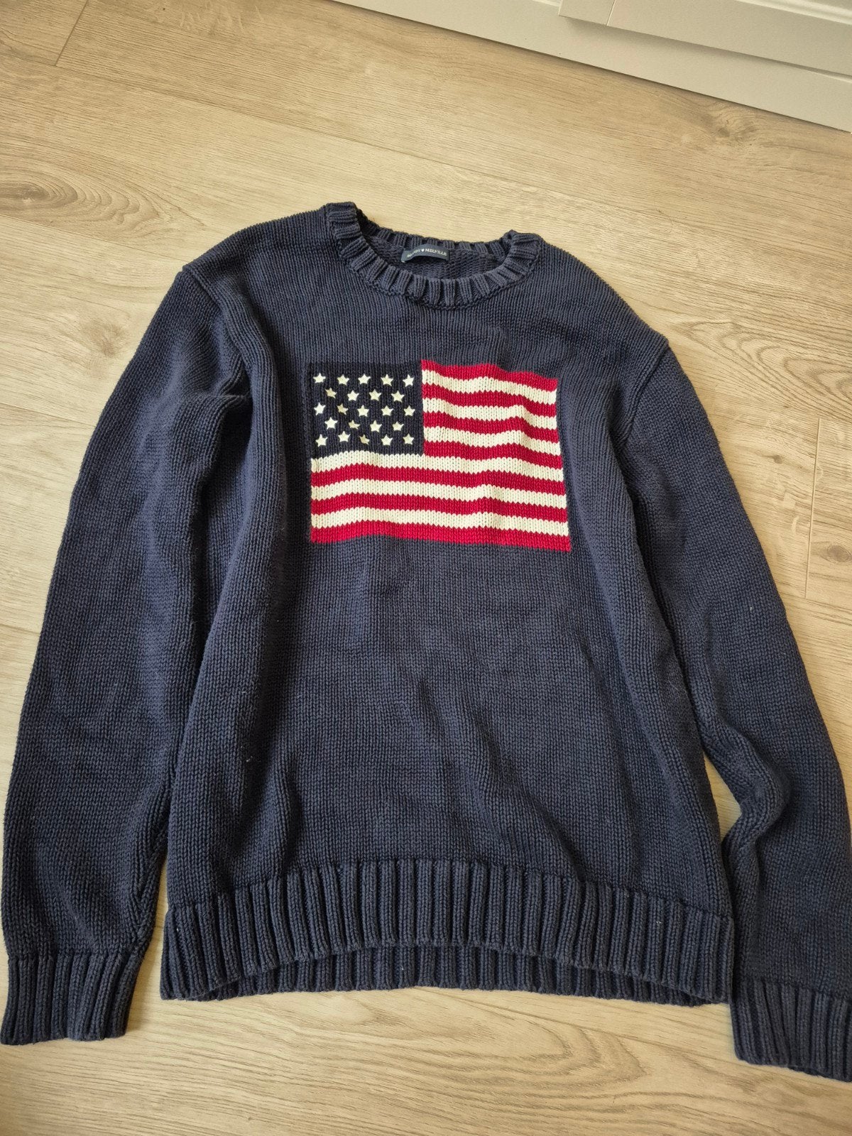 Brandy Melville trui met Amerikaanse vlag valt als S/ M, Ophalen, Blauw, Zo goed als nieuw, Maat 36 (S)