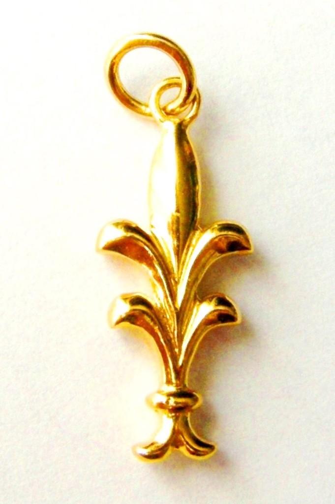 925 zilver Lelie hanger, verguld 22 karaat, Ophalen, Zilver, Hanger, Verguld