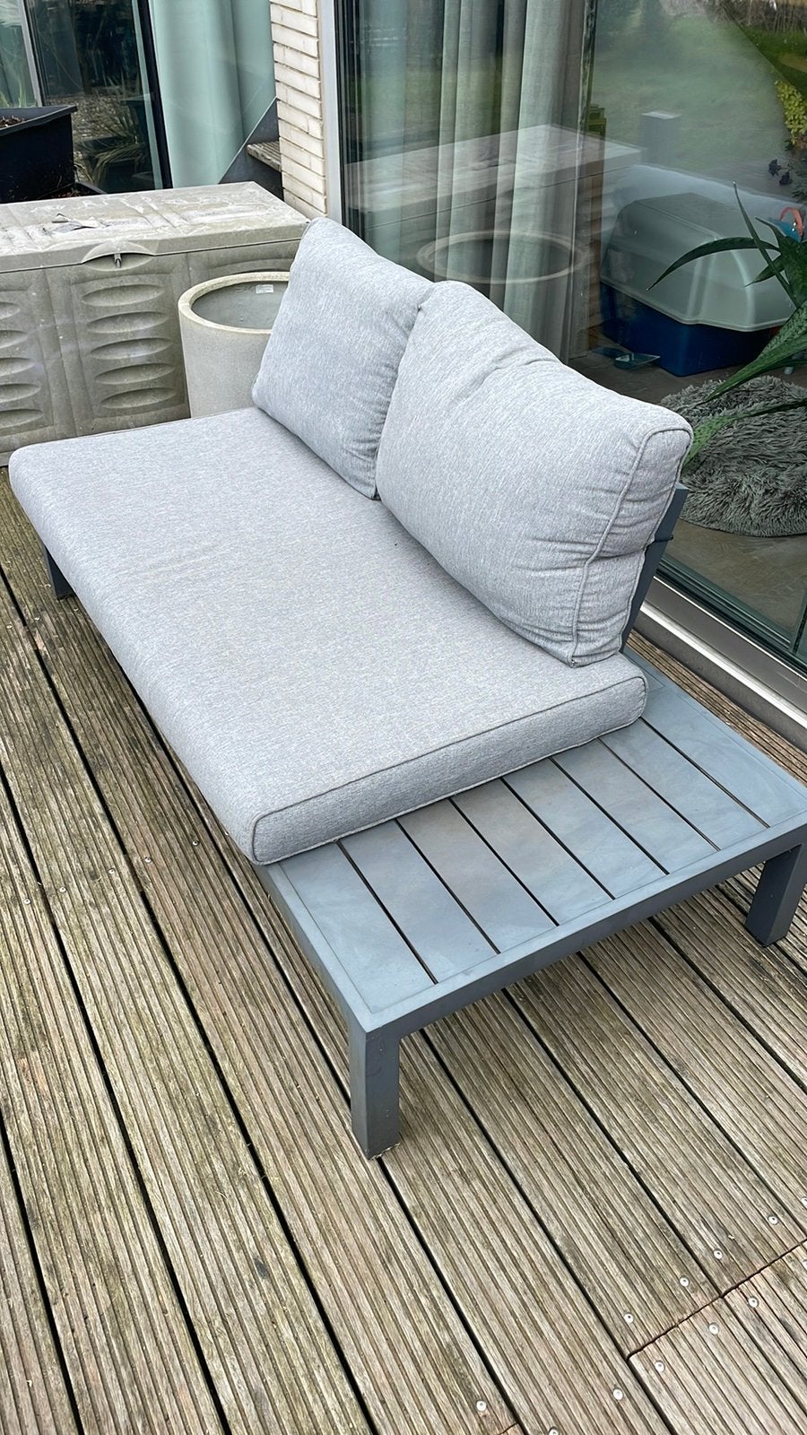 Tuinbank loungebank waterproof kussens, Ophalen, Gebruikt, Aluminium