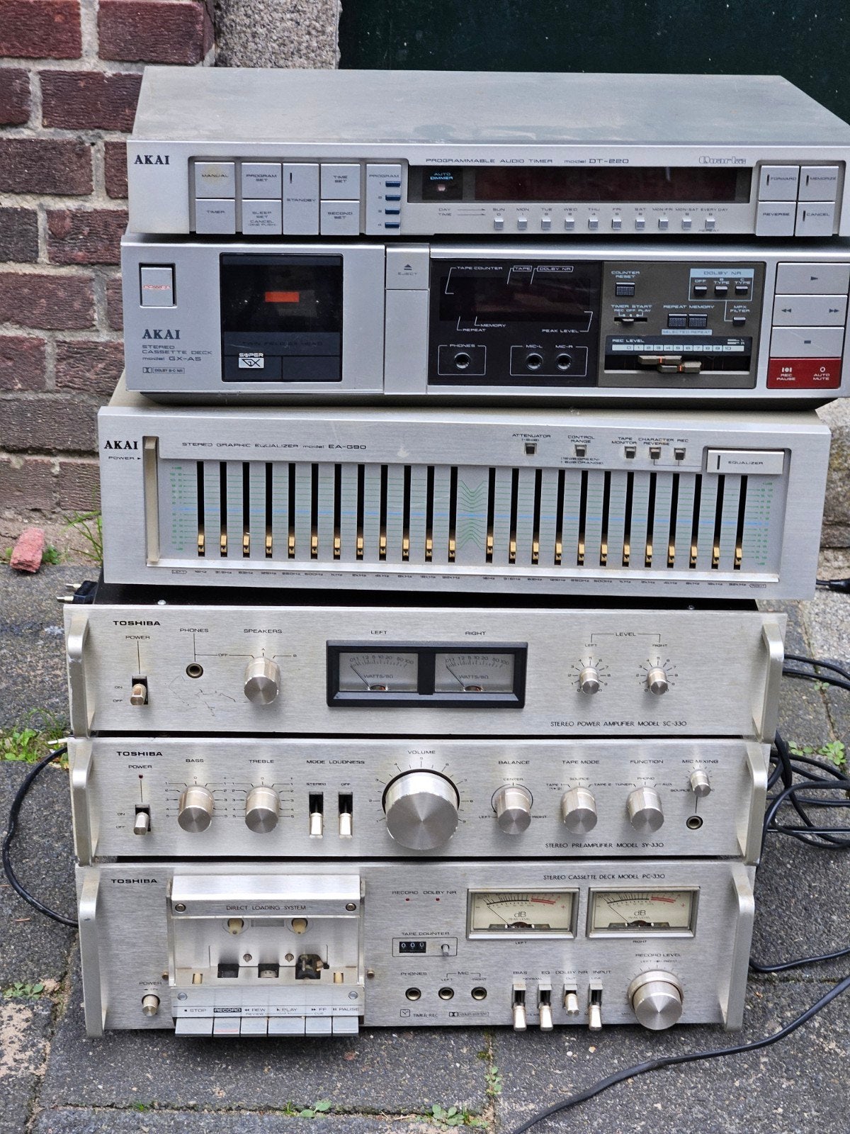 Vintage Akai & Toshiba Hifi Set - Cassettedecks, Versterkers, Ophalen, Gebruikt, Losse componenten, Cassettedeck