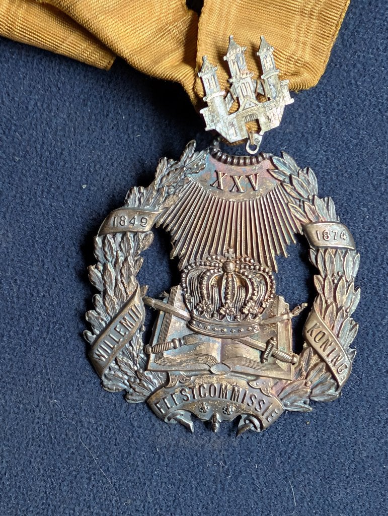 nederlandse herdenkingsmedaille 25jr. jubileuw W3de 1874, Ophalen of Verzenden, Overige materialen, Nederland