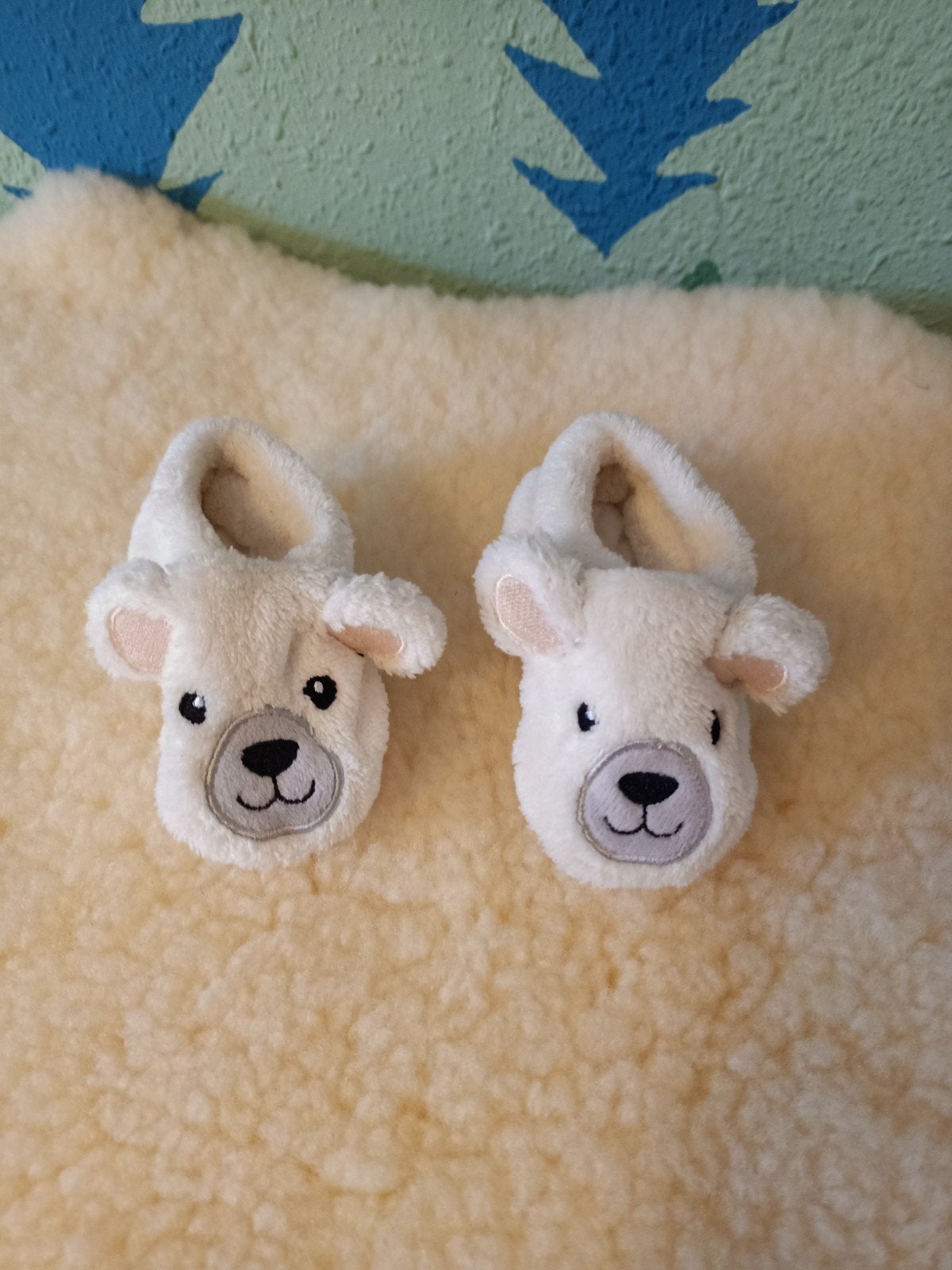 Pluche babyslofjes met berenhoofdjes, Slofjes, Jongetje of Meisje, Nieuw, Ophalen of Verzenden