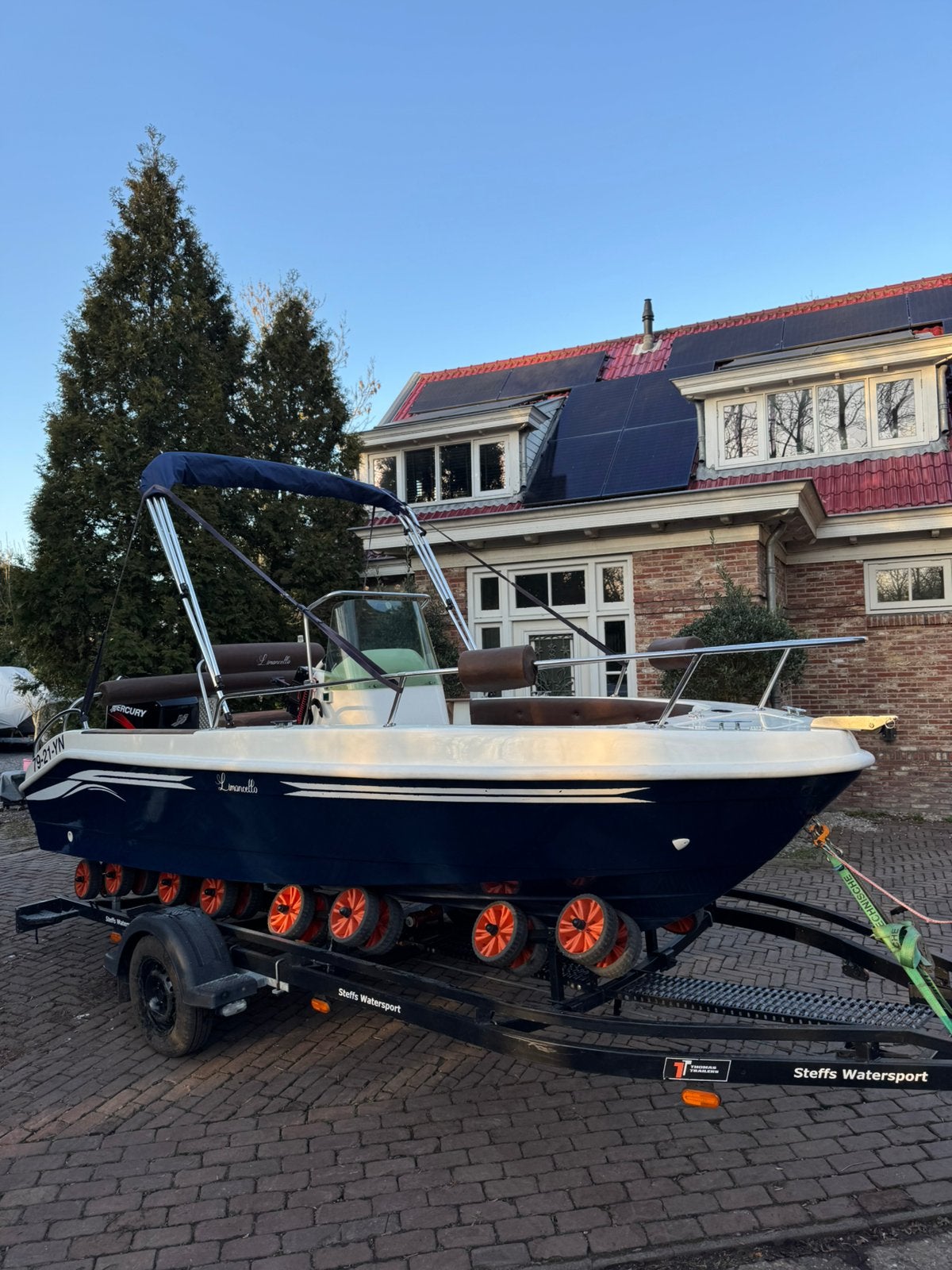 Marinello 5,5m Consoleboot + 75 (100) pk Mercury 4 takt, Watersport en Boten, Consoleboot, Ophalen of Verzenden, Zo goed als nieuw