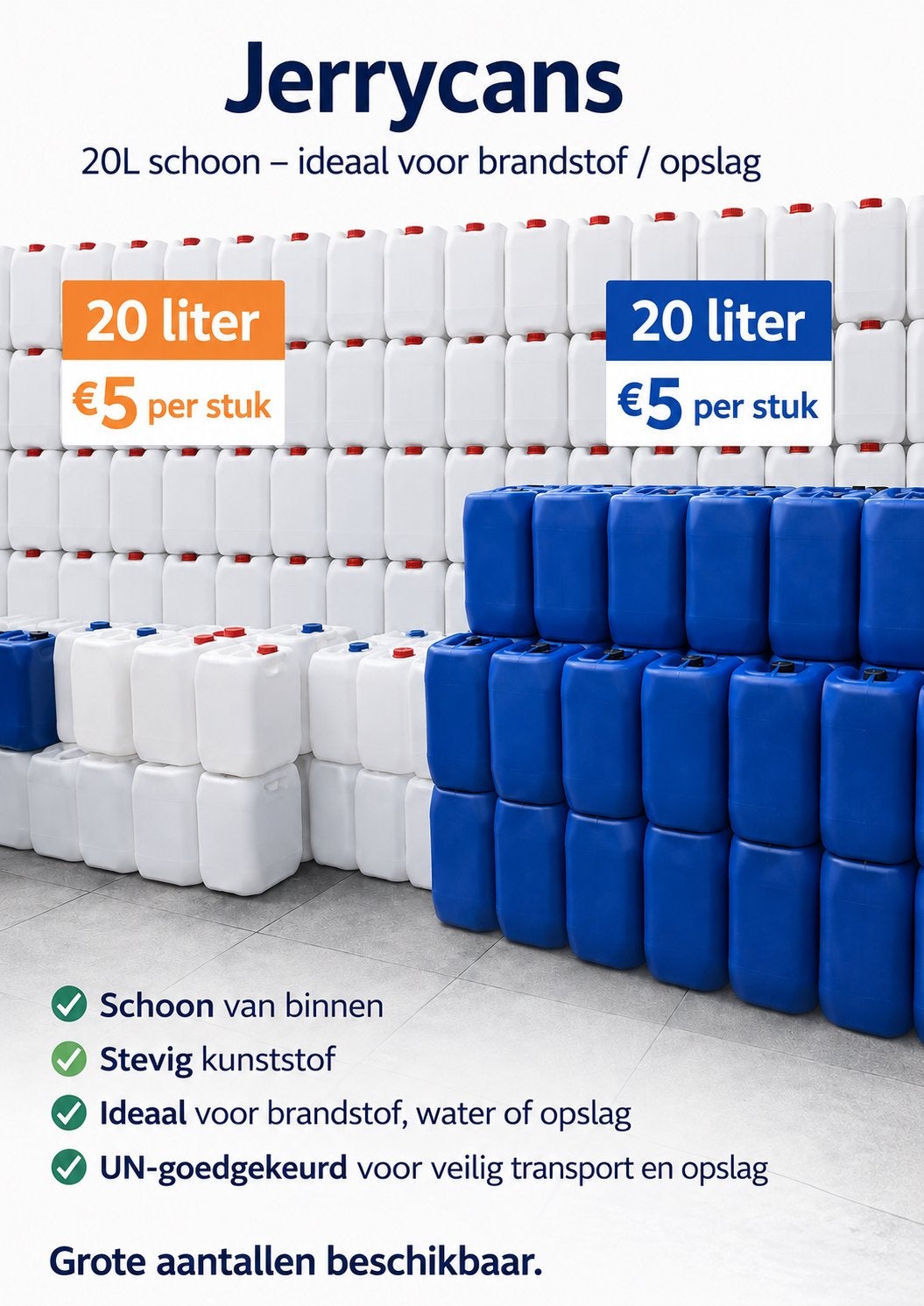 Jerrycan 20 liter, Minder dan 75 liter, Ophalen