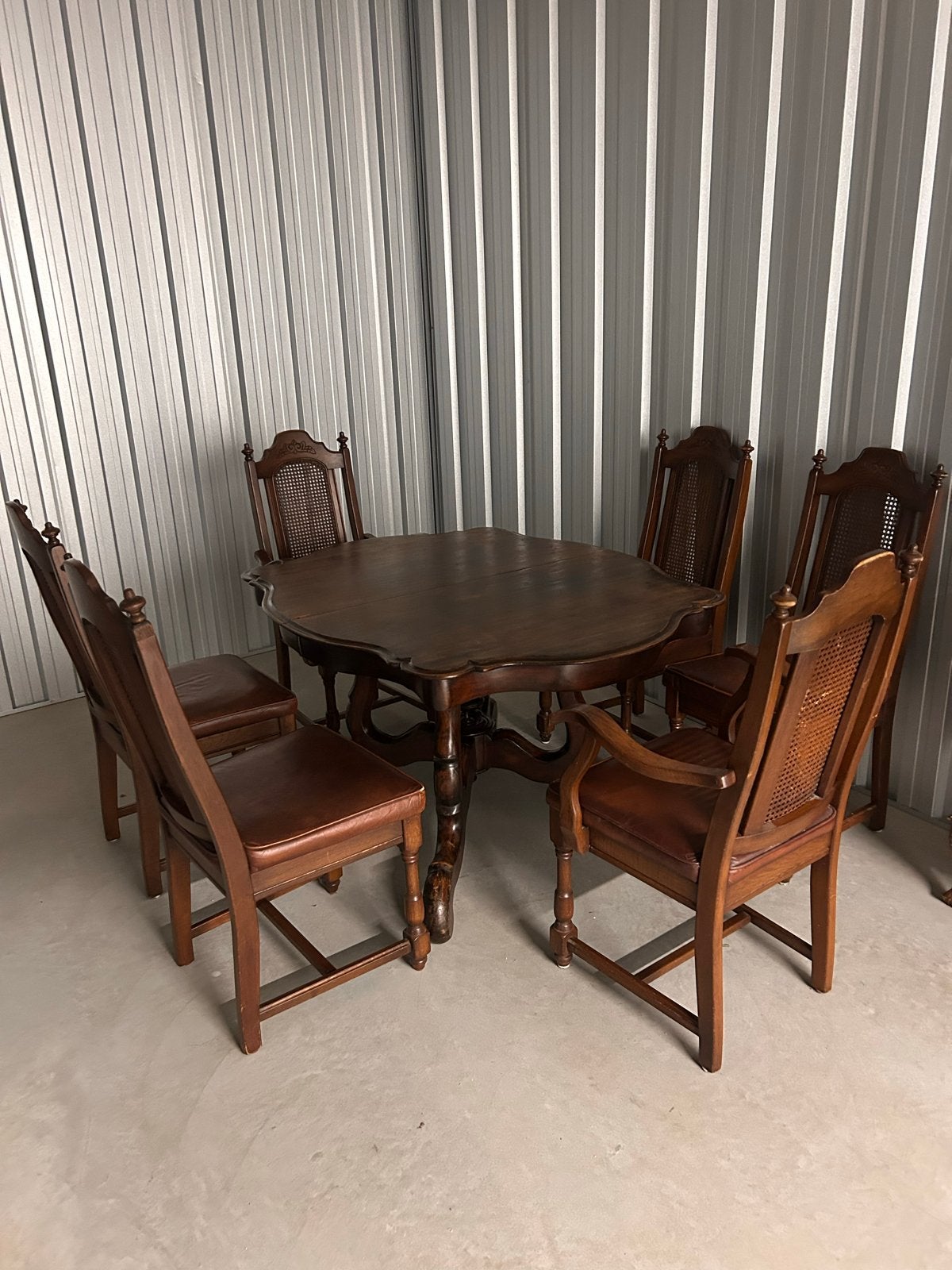 Antieke spinnenkop eettafel met 6 stoelen - massief hout, Antiek en Kunst, Ophalen of Verzenden