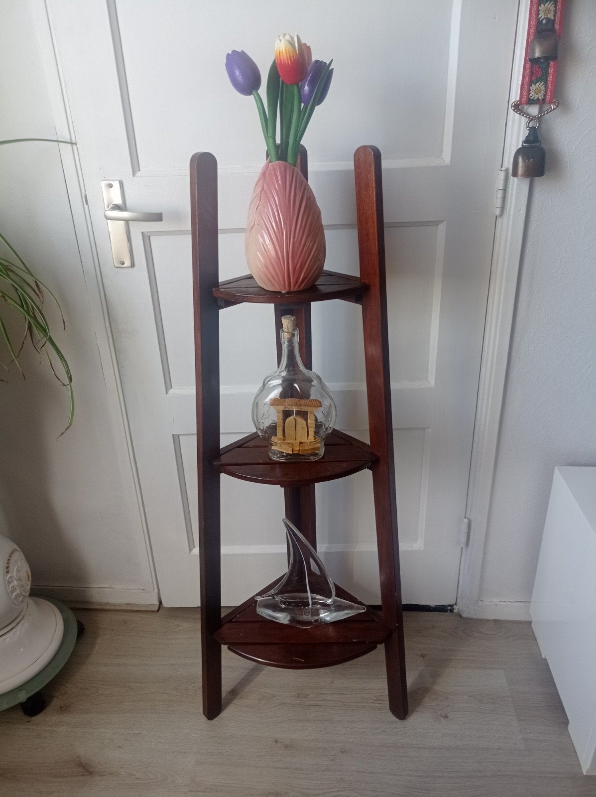 Vintage hoekrek in mahonielook, Ophalen of Verzenden