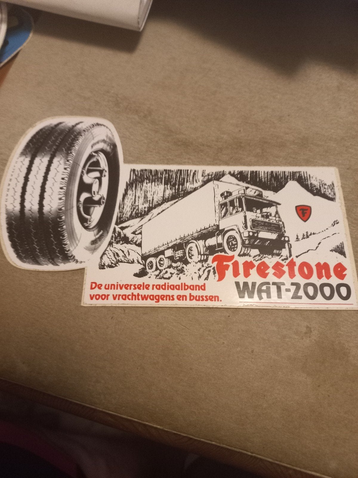 Firestone WAT-2000 vrachtwagenbanden reclame sticker, Ophalen of Verzenden