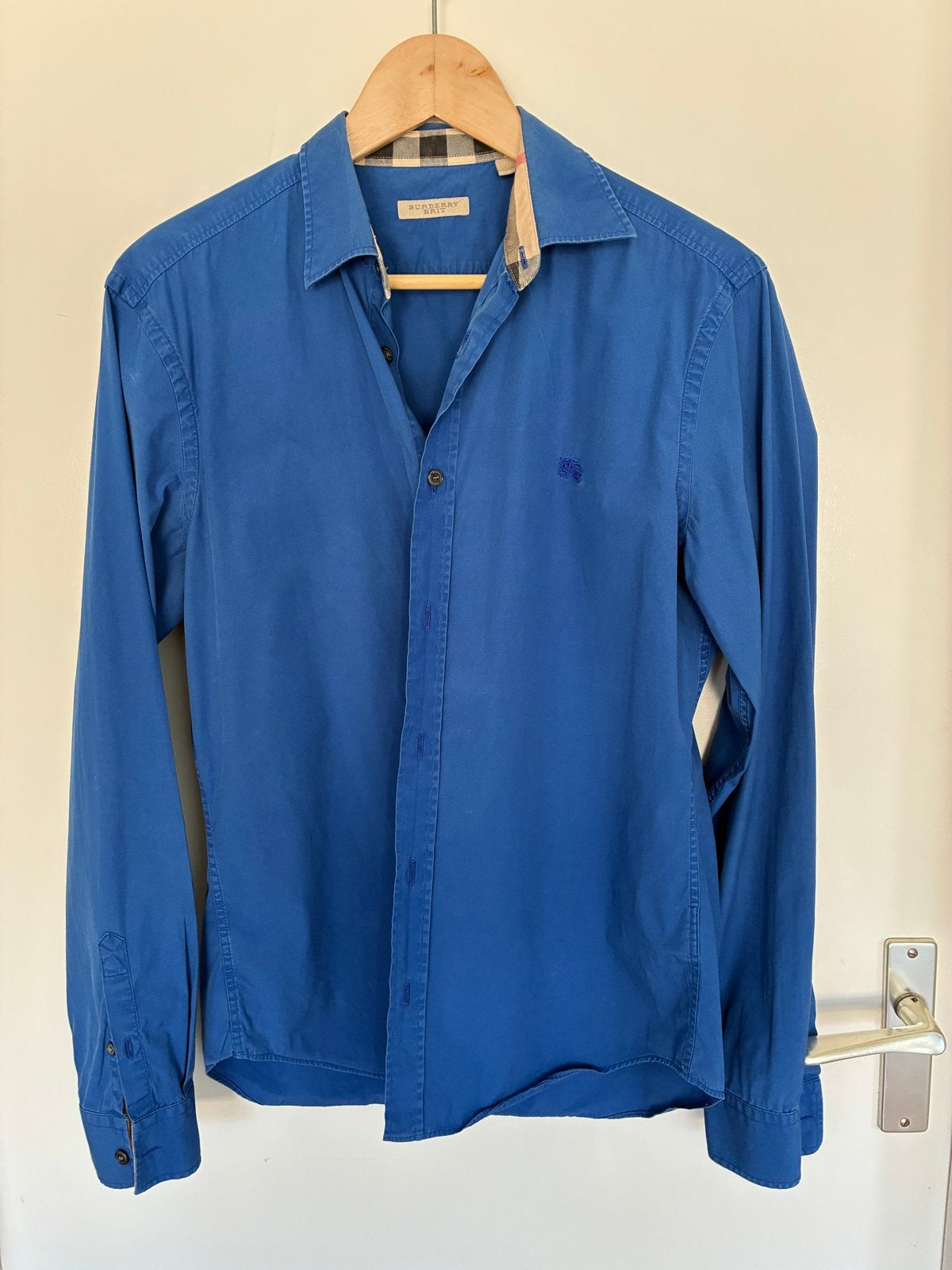 Burberry Brit Heren Overhemd - Blauw - Maat M, Kleding | Heren, Ophalen of Verzenden, Gedragen, Blauw, Halswijdte 39/40 (M)