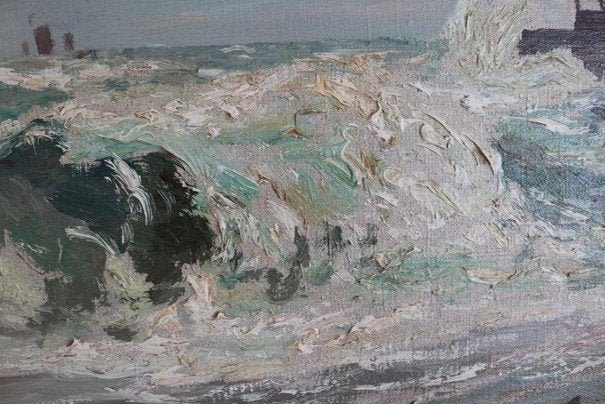 Leendert van der Vlist (1894-1962) schilderij zeezicht, Maritiem / water, Doek, Expressionistisch, Ophalen of Verzenden
