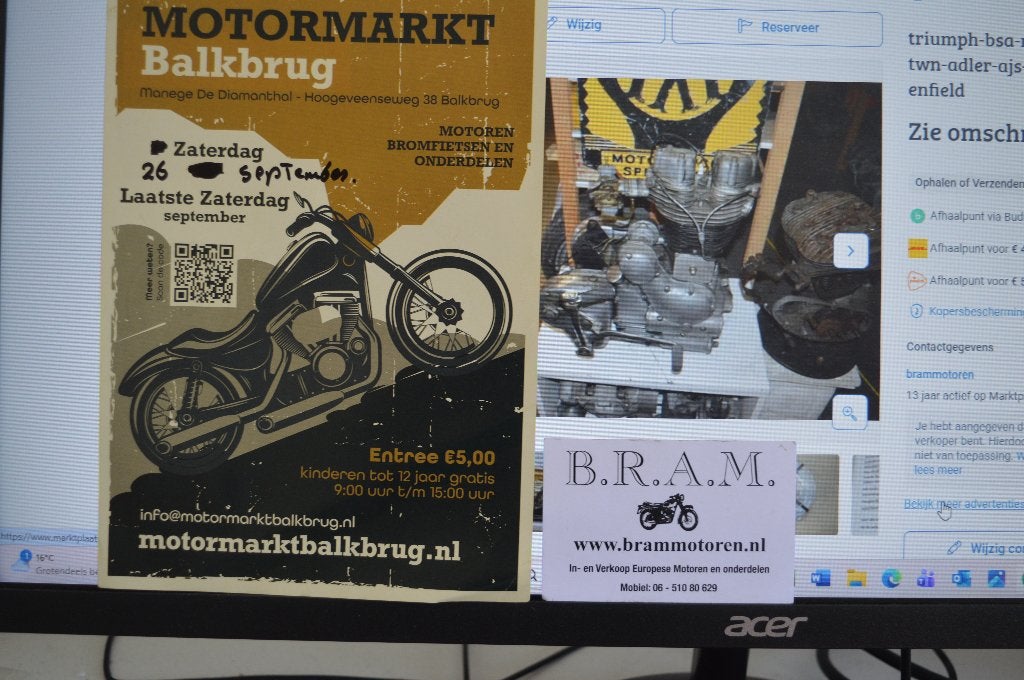 triumph-bsa-norton-villiers-twn-adler-ajs-jawa-royal enfield, Motoren, Ophalen of Verzenden, Gebruikt