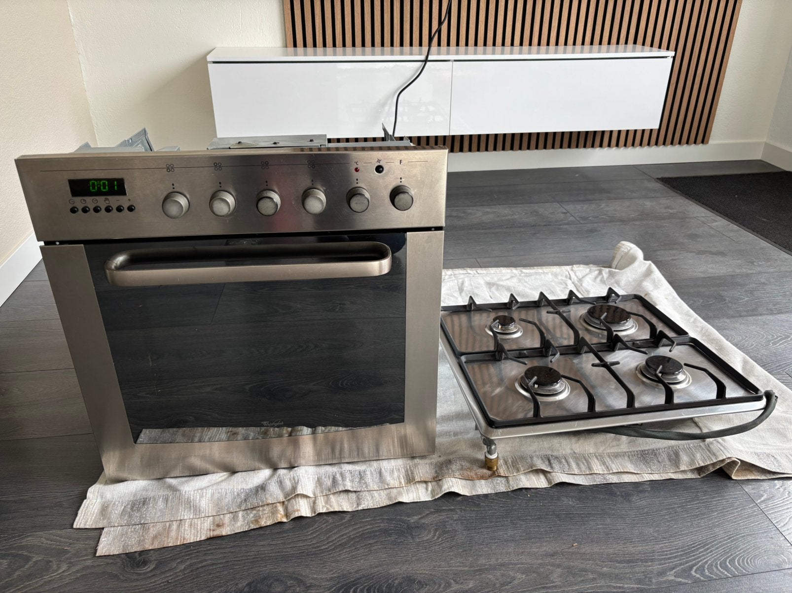 Whirlpool Heteluchtoven met gaskookplaat, Ophalen, Whirlpool, Gebruikt, Heteluchtoven